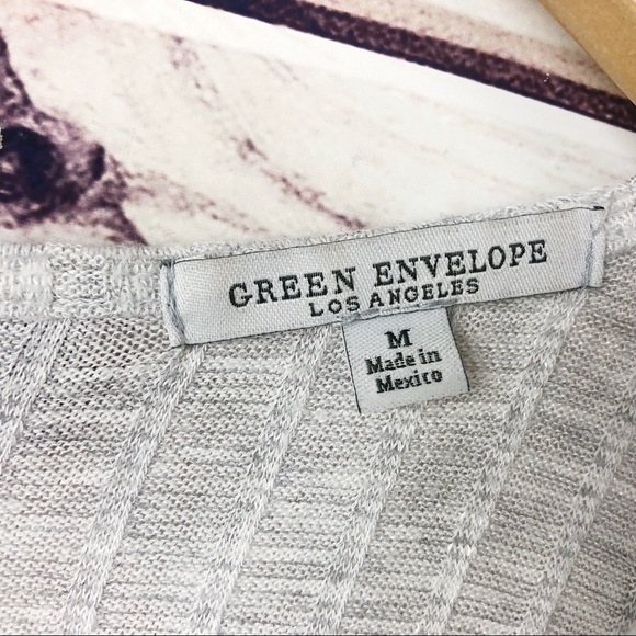 Green Envelope Gray Ribbed Long Sleeve Slouch Tee - Picture 7 of 7